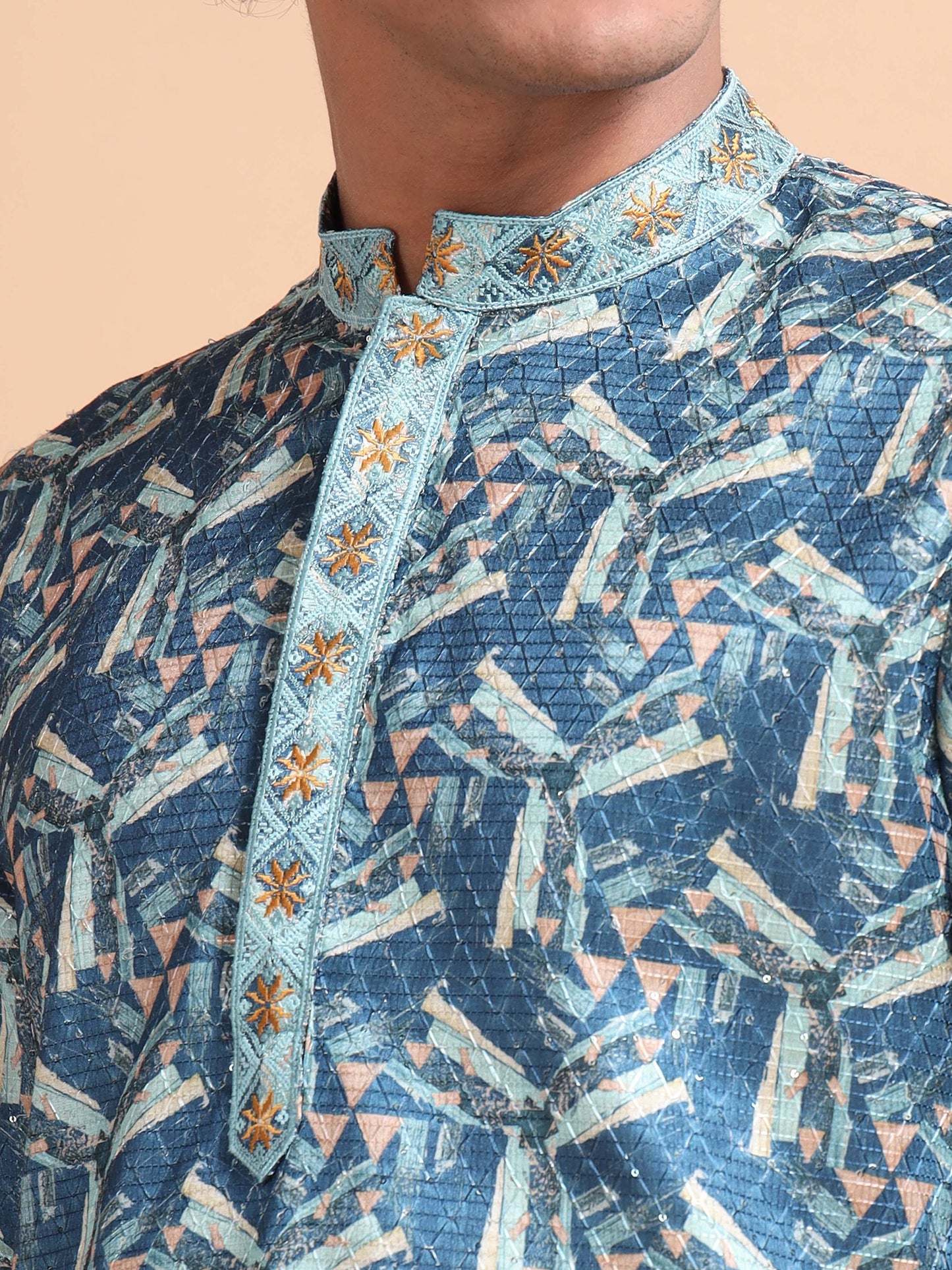 Tattva Men Ethnic Motifs Printed Regular Thread Work Kurta with Pyjamas