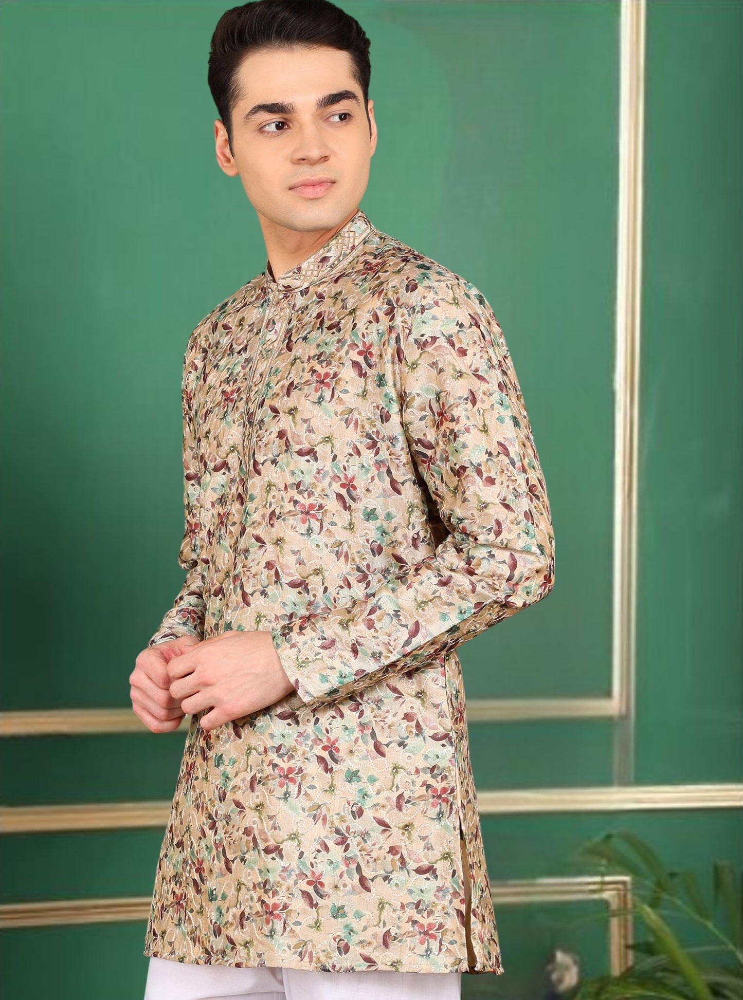 Tattva Men Tan colored Short Kurta