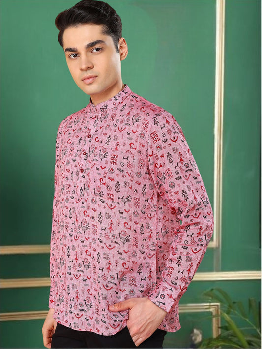 Tattva Men Tribal Printed Short Kurta