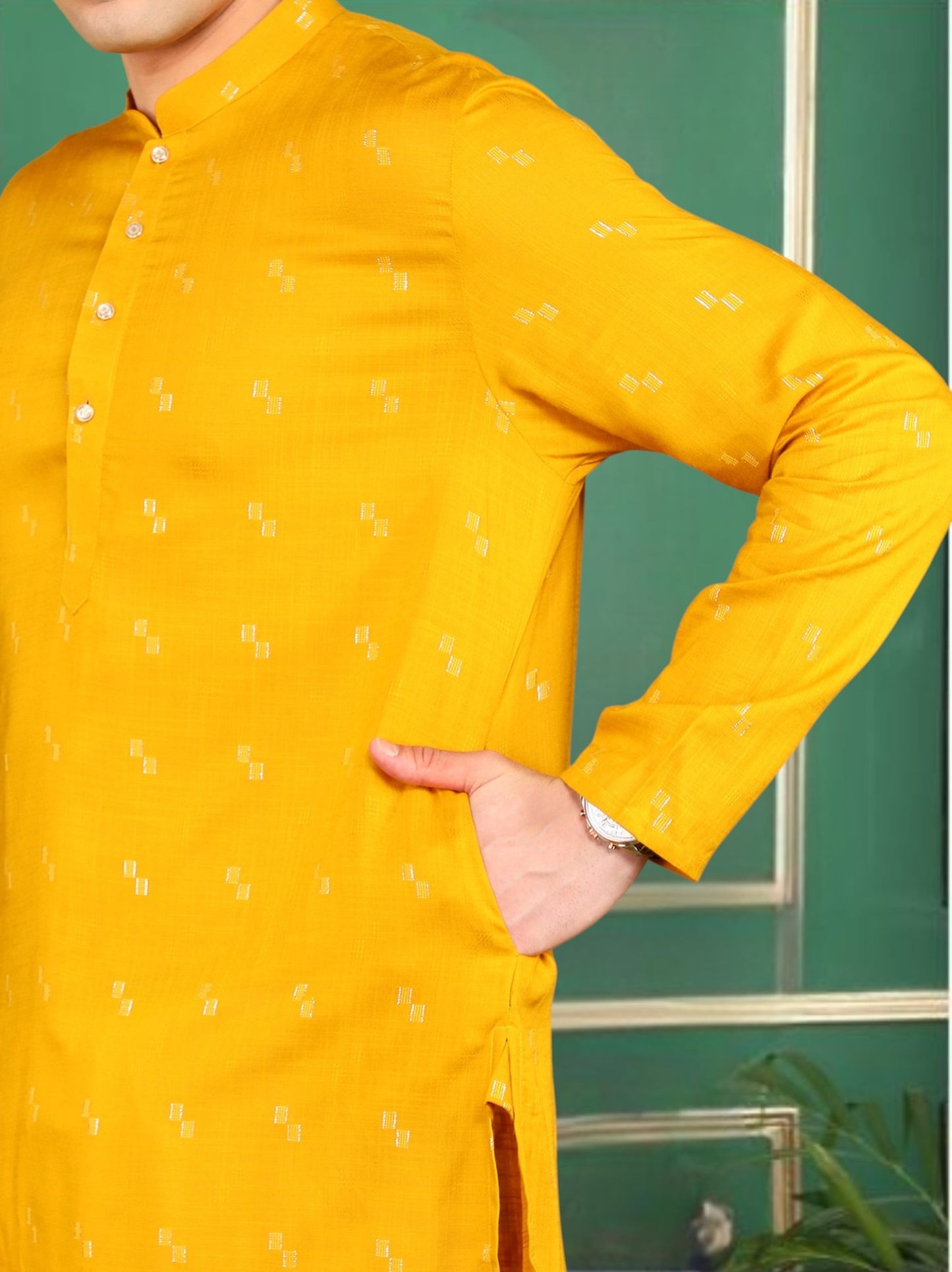 Tattva Men Geometric Printed Kurta Pyjama Set