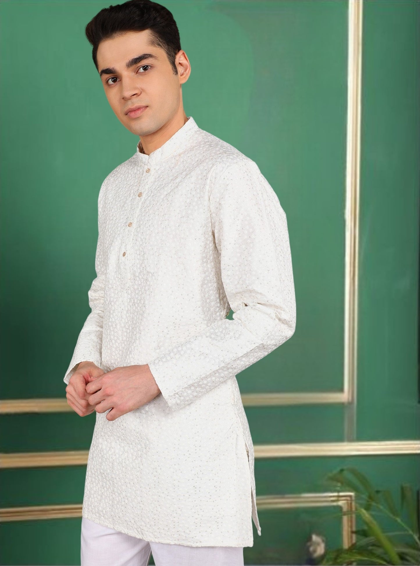 Tattva Men White Short Kurta