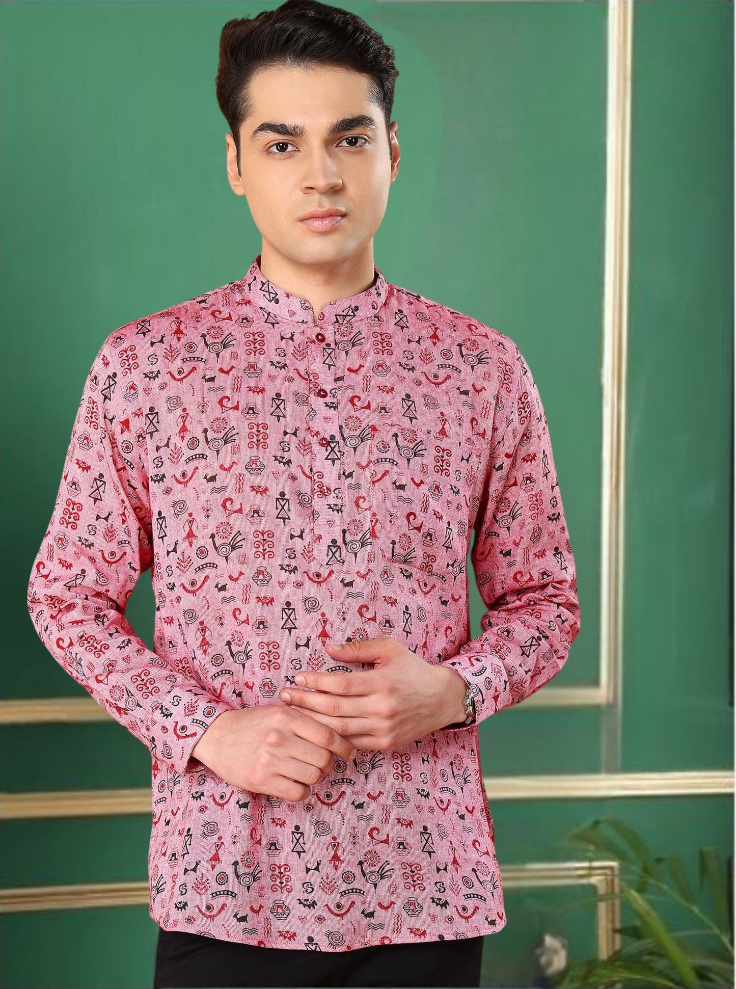 Tattva Men Tribal Printed Short Kurta