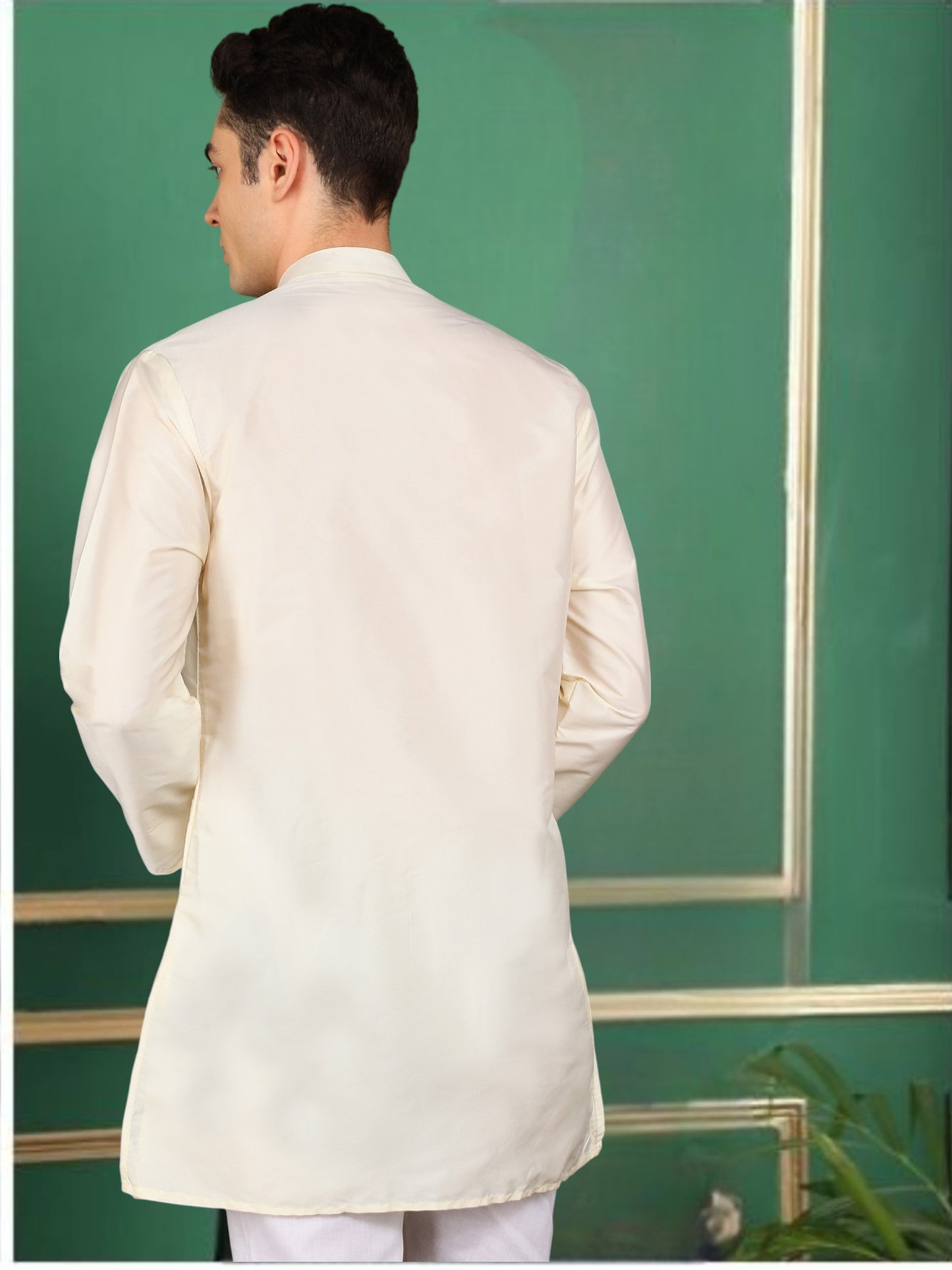 Tattva Men Cream Colored Short Kurta