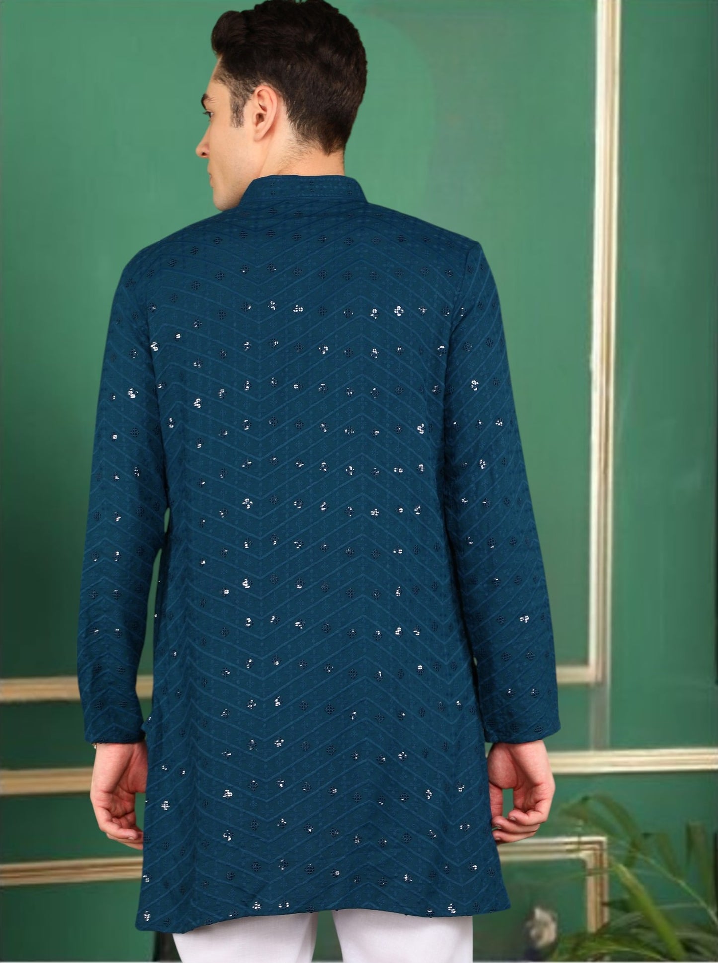Tattva Men Dark Blue Short Kurta