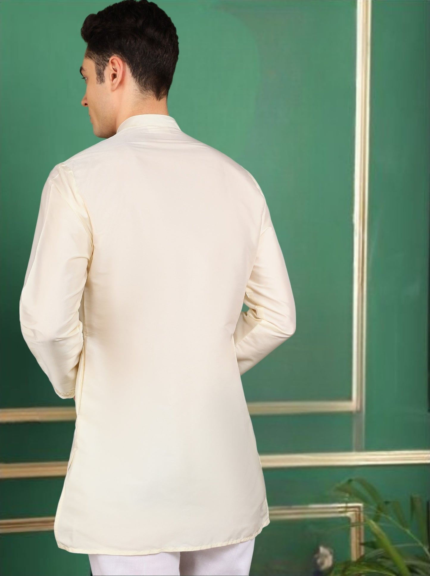 Tattva Men Cream Toned Short Kurta