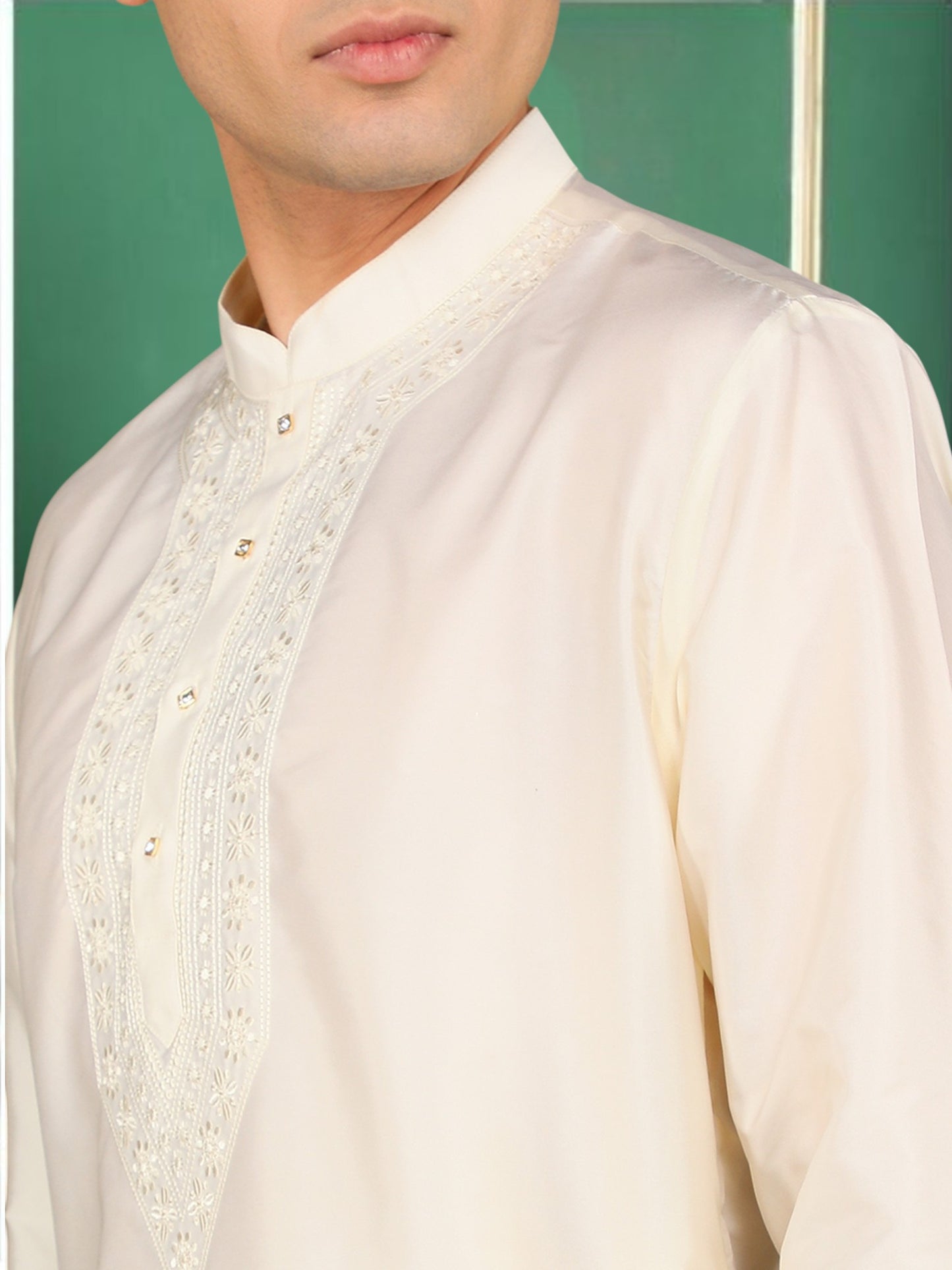 Tattva Men Cream Colored Short Kurta