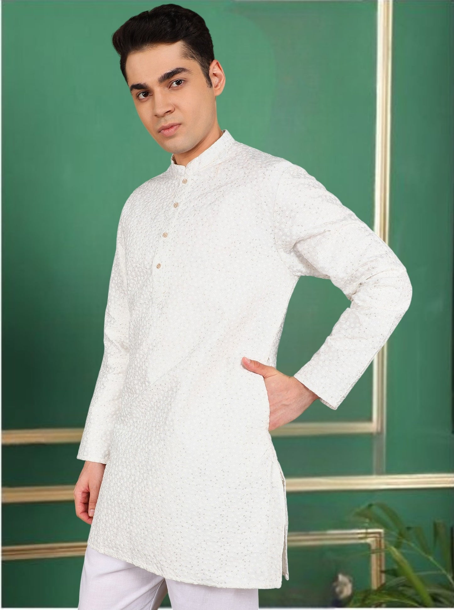 Tattva Men White Short Kurta