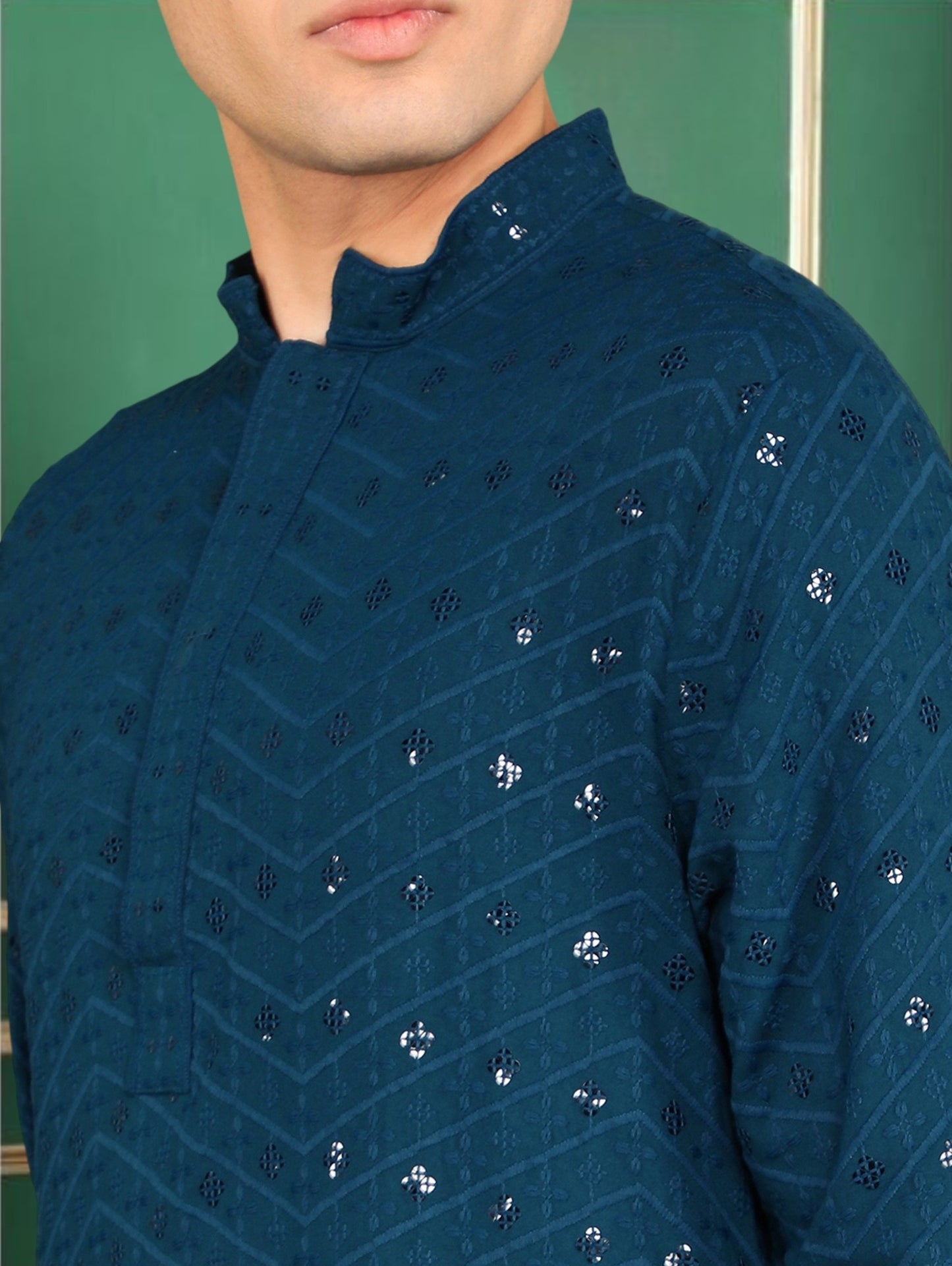 Tattva Men Dark Blue Short Kurta