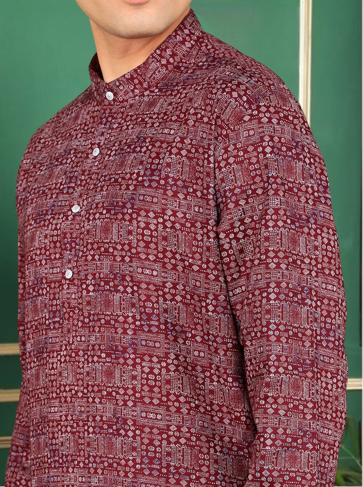 Tattva Men Maroon Long Kurta
