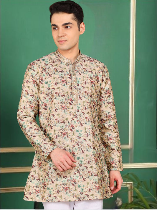 Tattva Men Tan colored Short Kurta