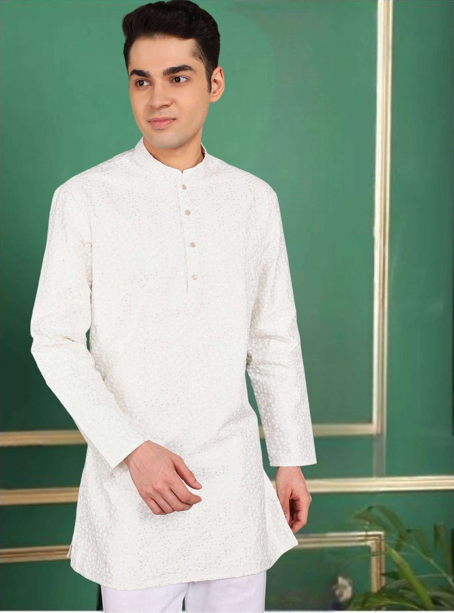 Tattva Men White Short Kurta