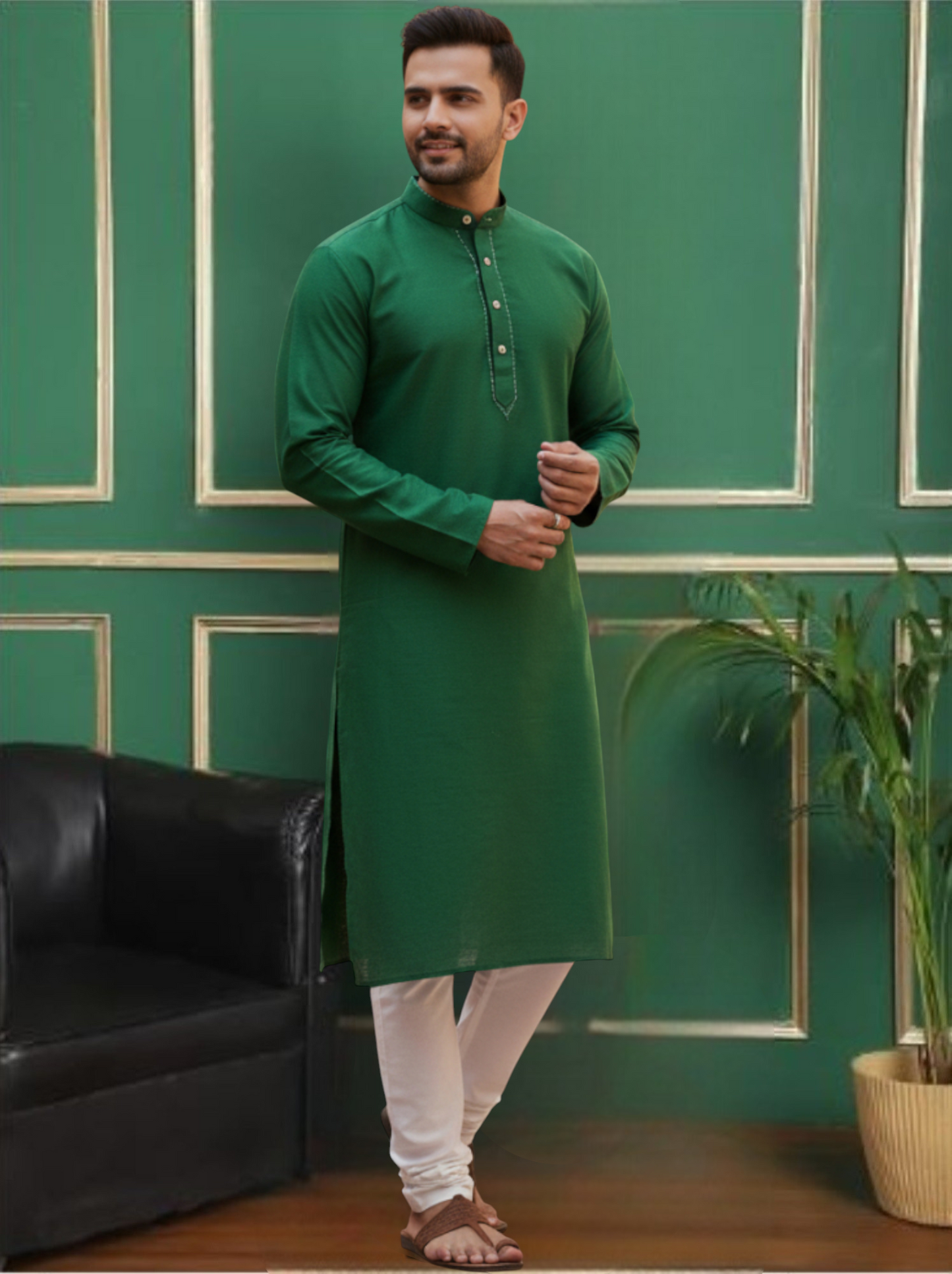 Tattva Men Solid Opaque Cotton Kurta Pyjama Set
