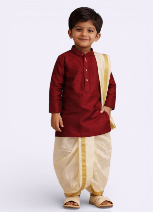 Tattva Boys Art Silk Kurta Dhoti Set