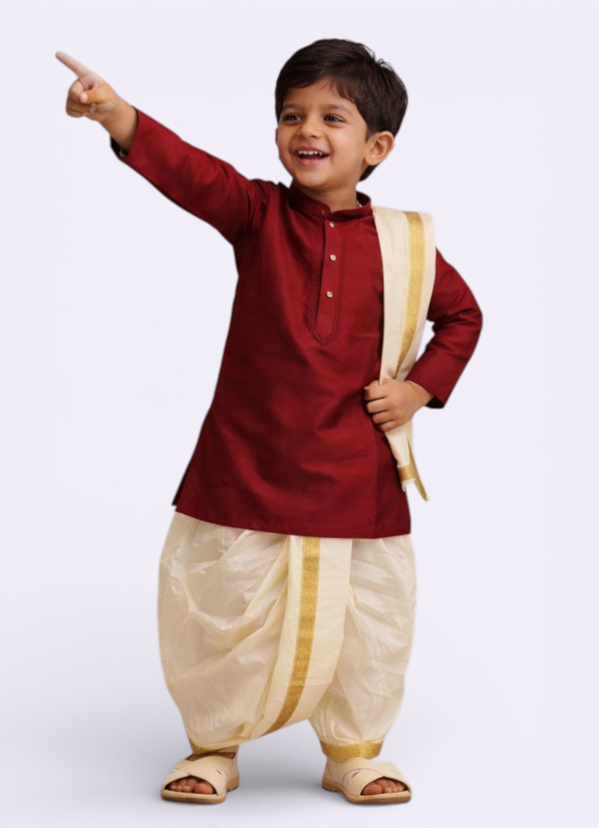 Tattva Boys Art Silk Kurta Dhoti Set