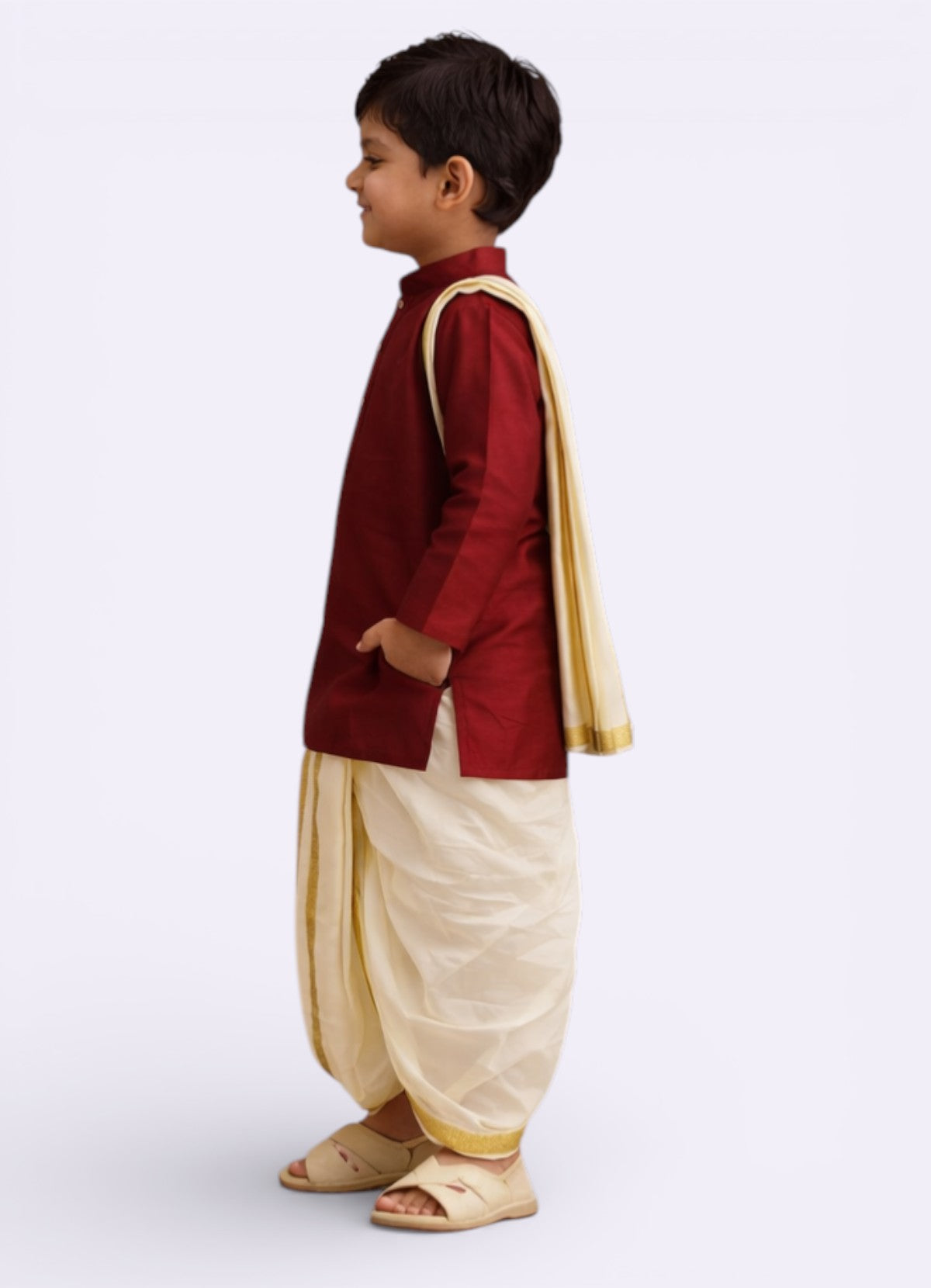 Tattva Boys Art Silk Kurta Dhoti Set