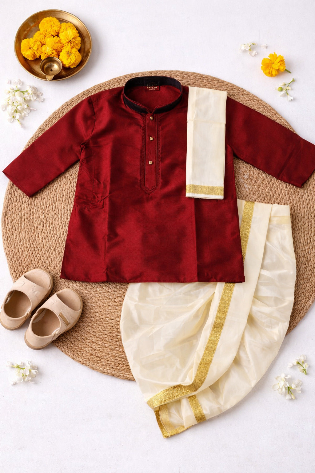Tattva Boys Art Silk Kurta Dhoti Set
