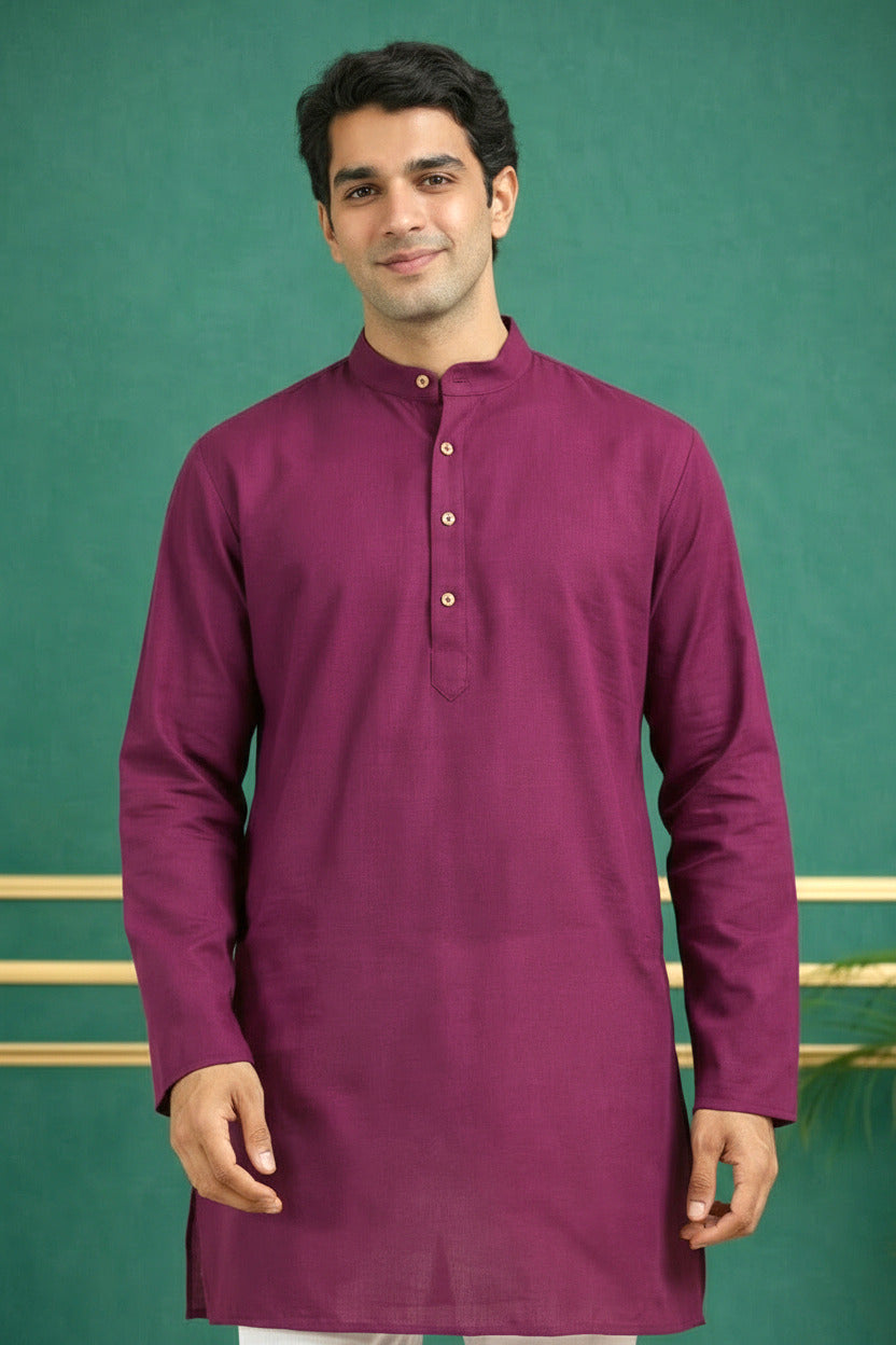 Tattva Men Premium Cotton Solid Straight Kurta