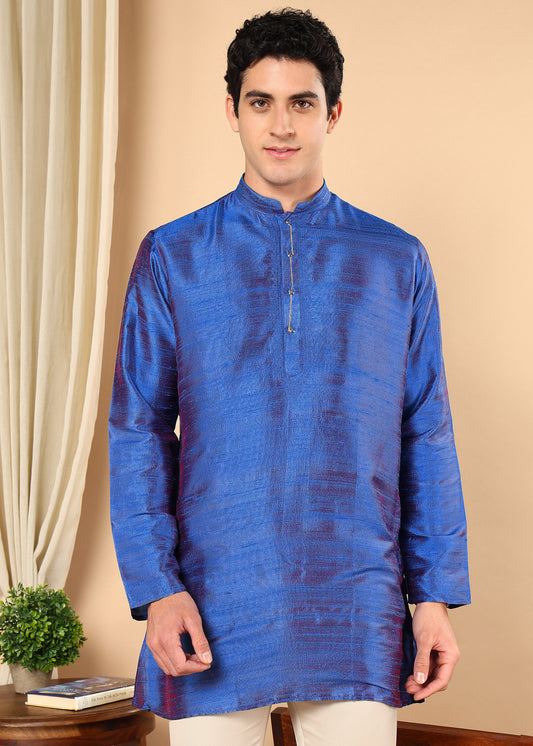 Tattva Men Solid Short Silk Kurta