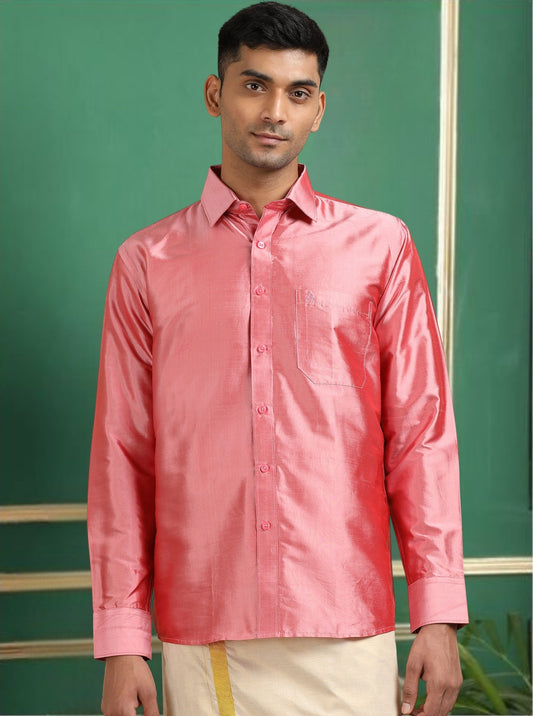 Tattva Men Rose Toned Pure Silk Shirt