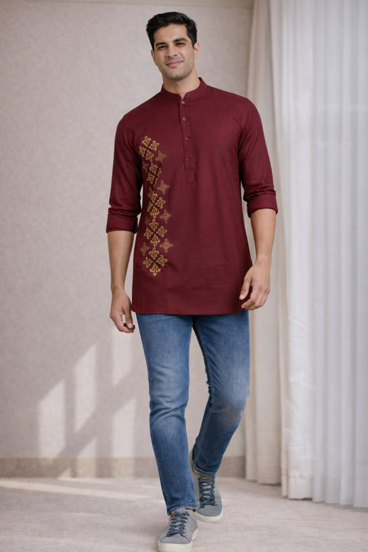 Tattva Men Premium Cotton Printed Straight Kurta