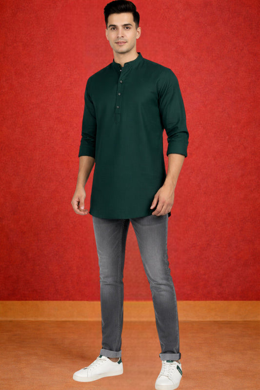 Tattva Men Premium Cotton Printed Straight Kurta