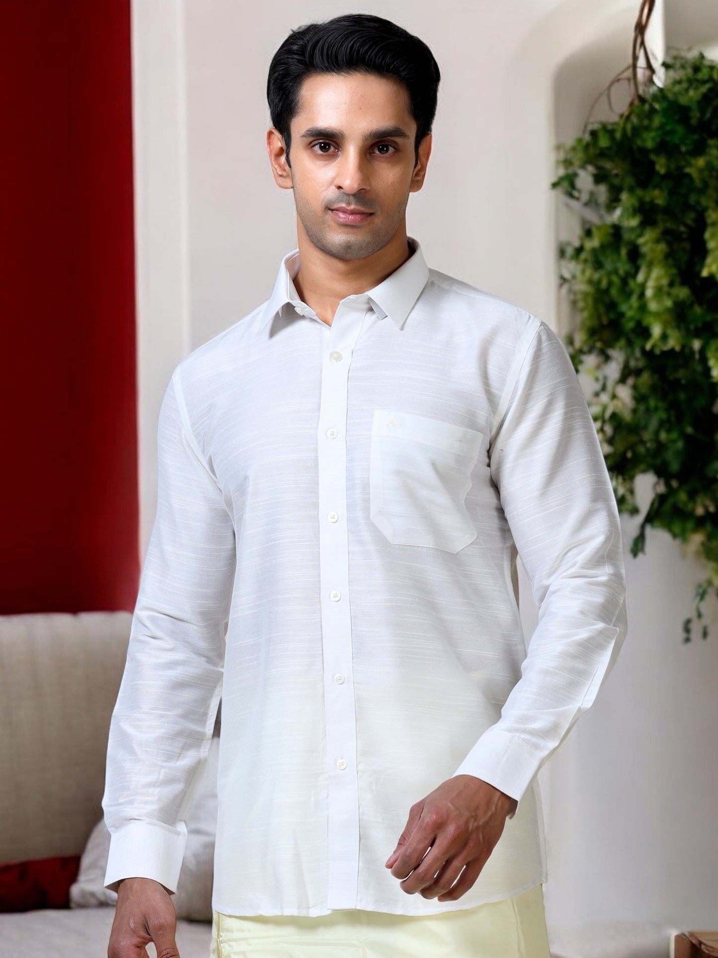 Tattva Men Slim Fit Solid Cut Away Collar Formal Shirt