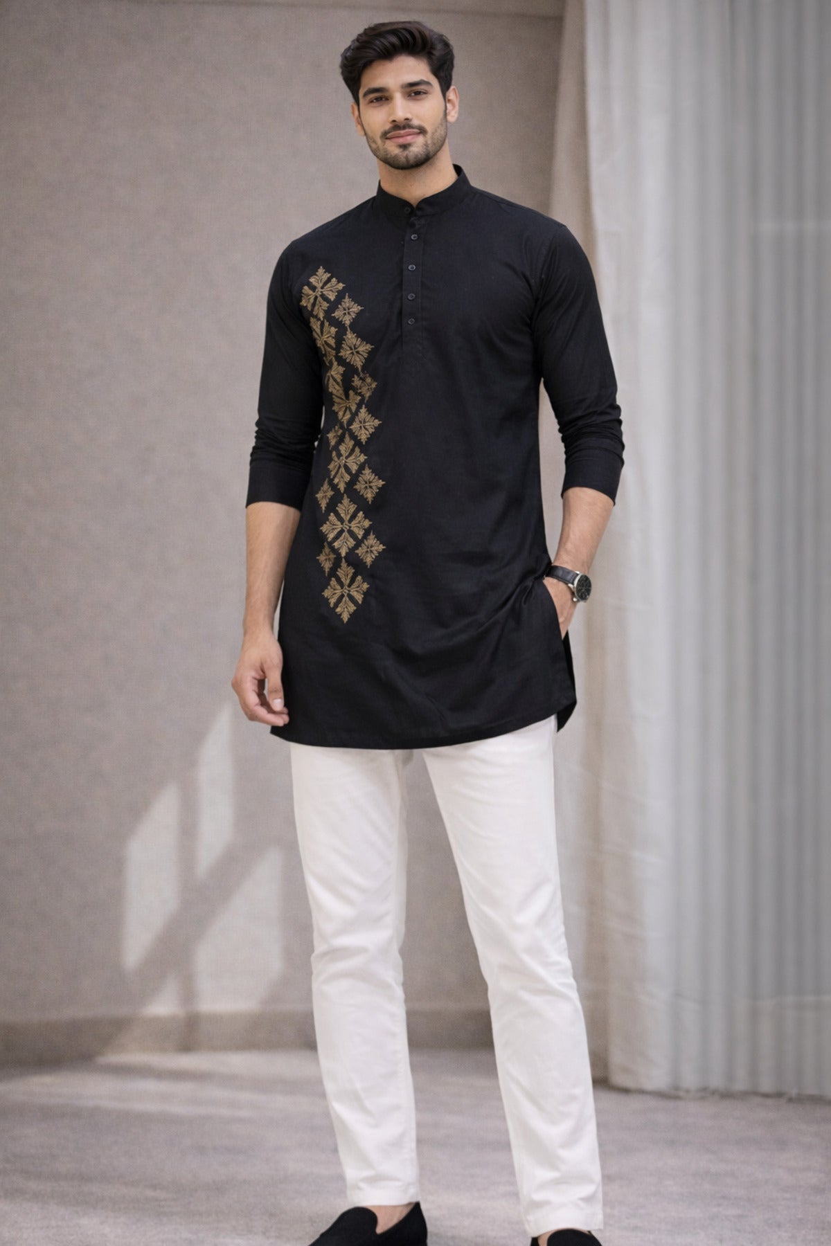Tattva Men Premium Cotton Printed Straight Kurta