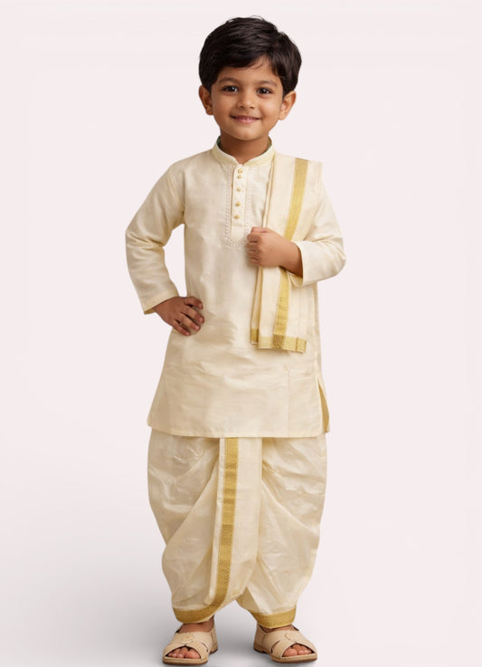 Tattva Boys Art Silk Kurta Dhoti Set