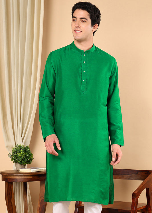 Tattva Men Solid Opaque Cotton Kurta Pyjama Set