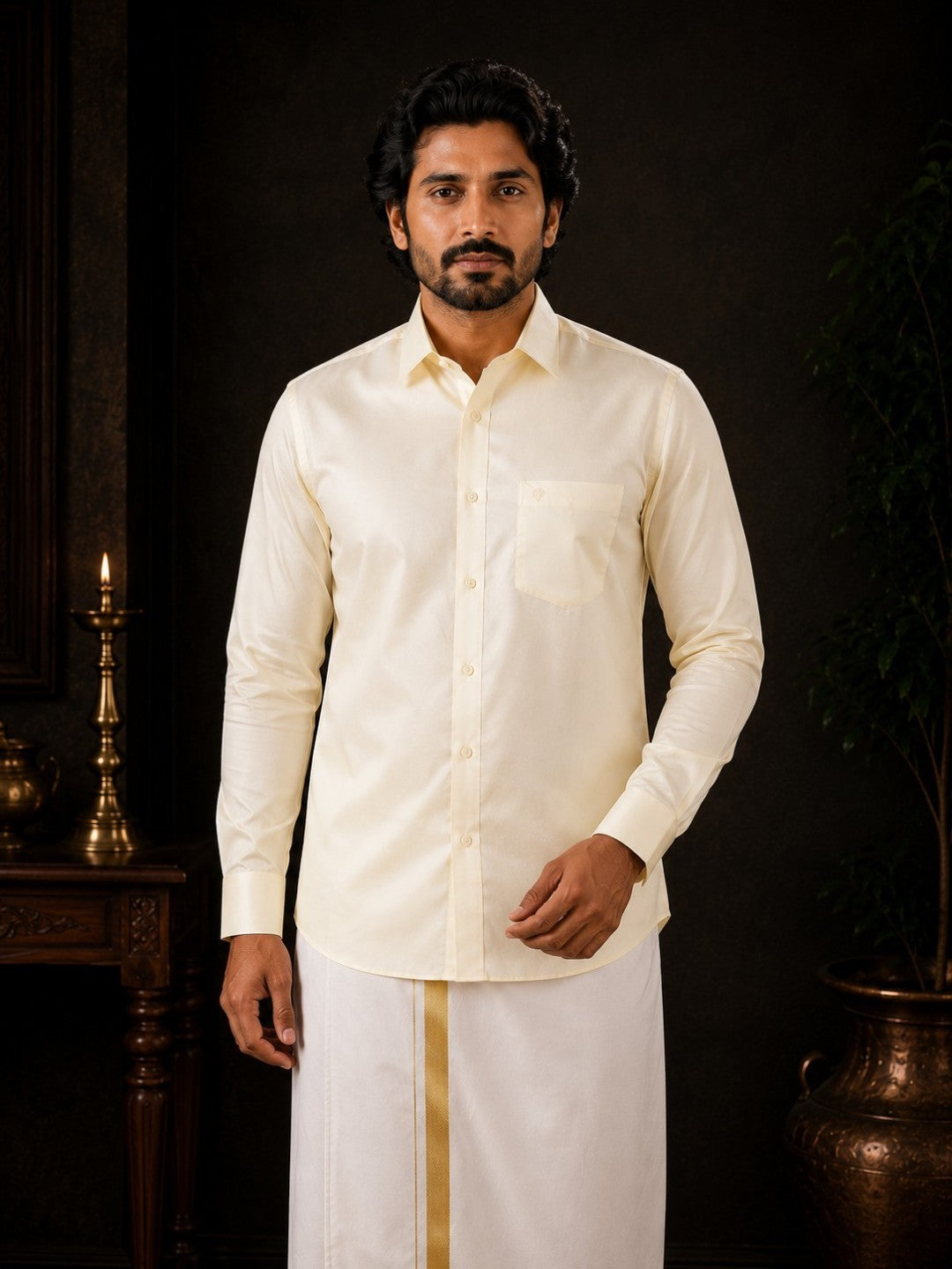 Tattva Mens White Solid Shirt