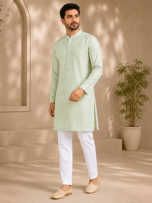 Tattva Solid Embroidered Mandarin Collar Short Kurta