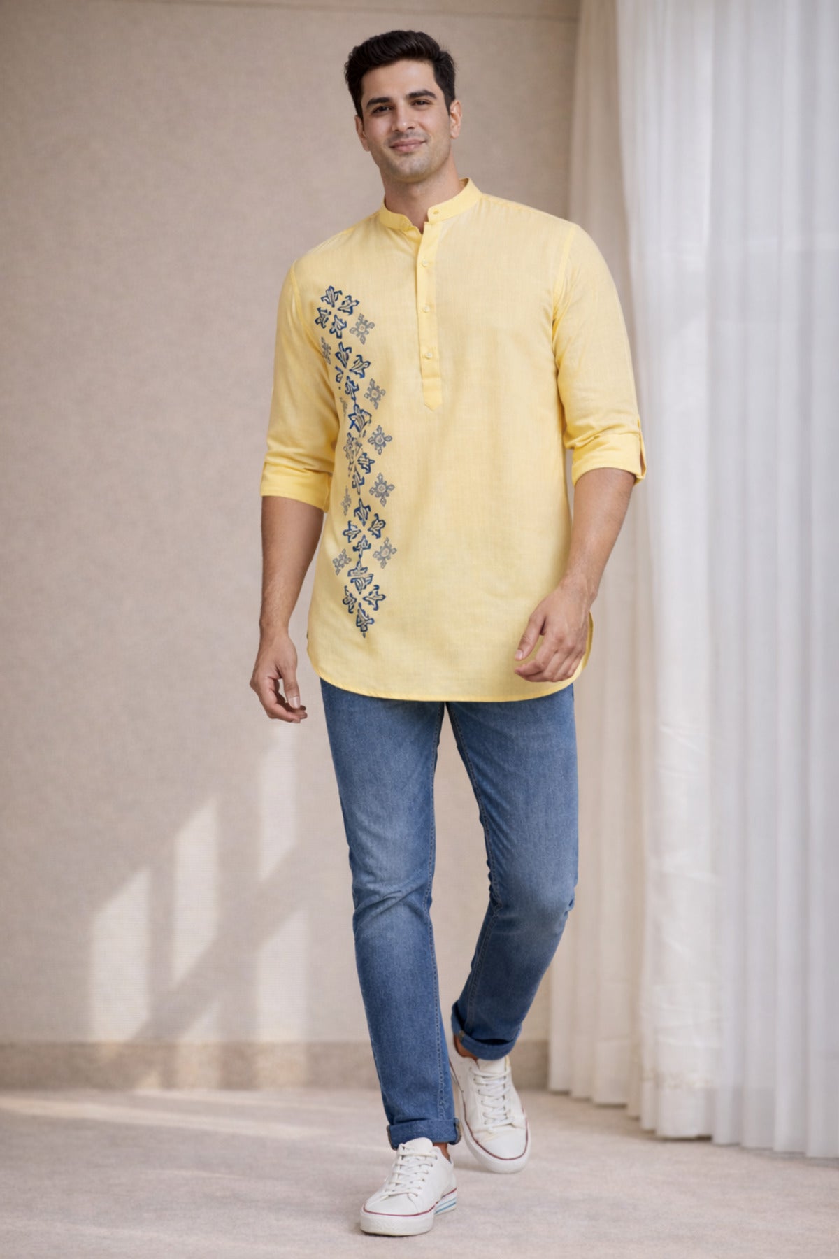 Tattva Men Premium Cotton Printed Straight Kurta