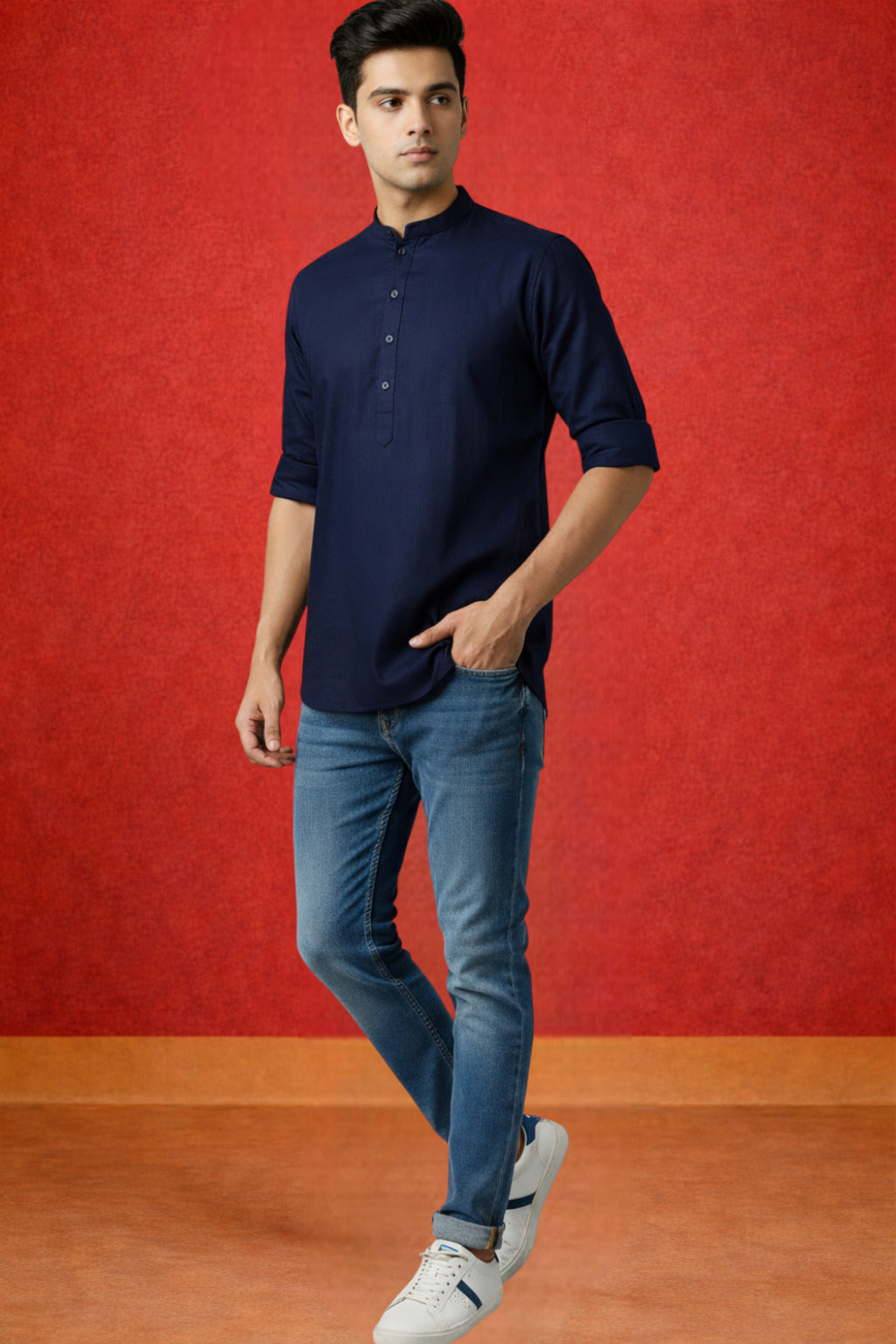 Tattva Men Premium Cotton Printed Straight Kurta