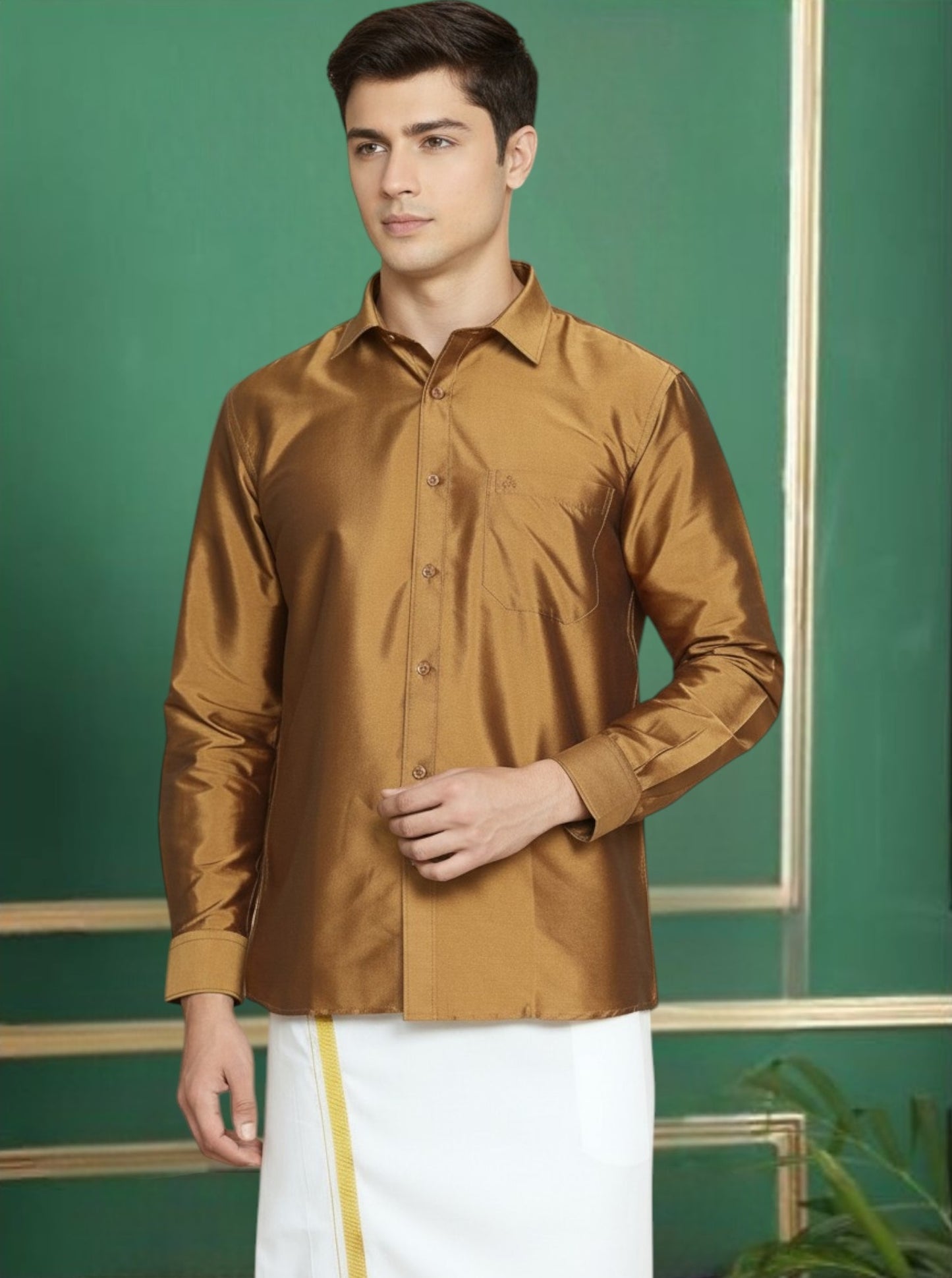 Tattva Men Solid Cut Away Collar Casual Shirt