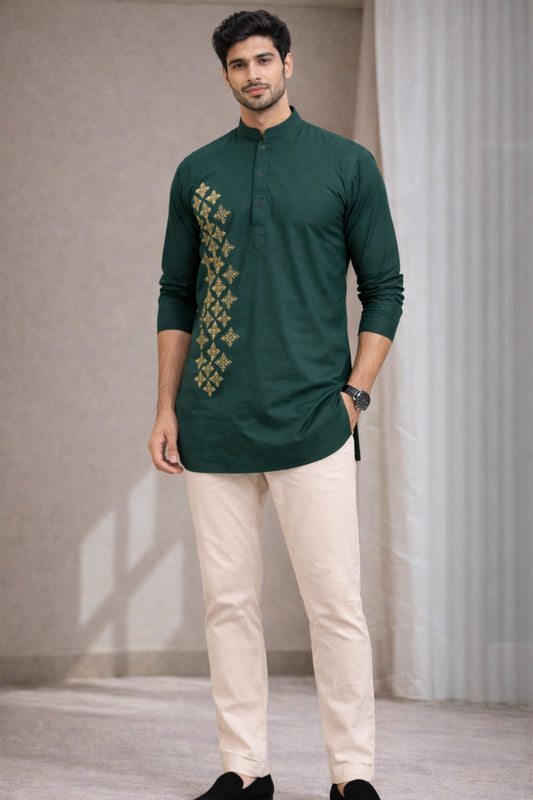 Tattva Men Premium Cotton Printed Straight Kurta
