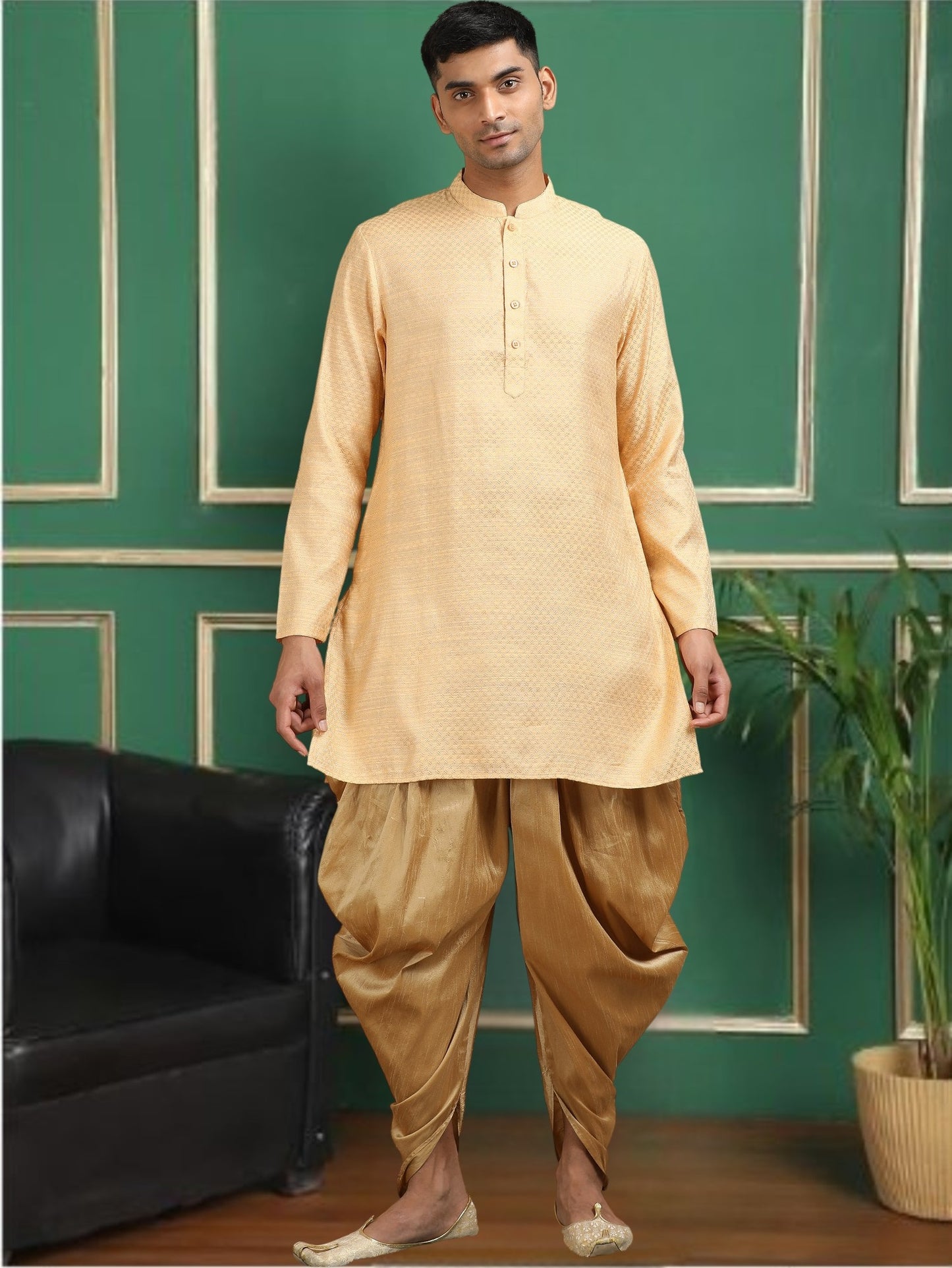 Tattva Bronze Toned Jacquard Short Kurta