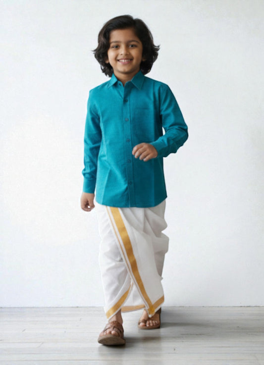 TATTVA Boys Solid Cotton Full Sleeves Shirt