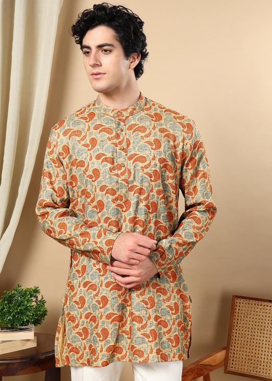 Tattva Bronze Printed Short Kurta