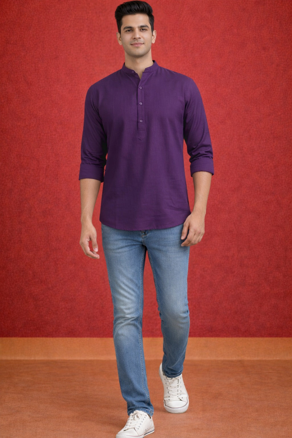 Tattva Men Premium Cotton Printed Straight Kurta