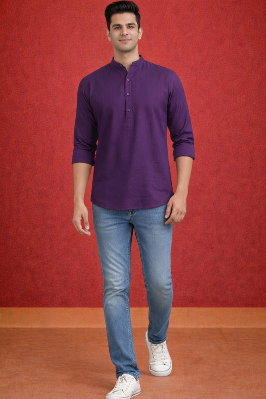 Tattva Men Premium Cotton Printed Straight Kurta