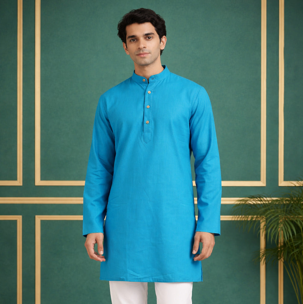Tattva Men Premium Cotton Solid Straight Kurta