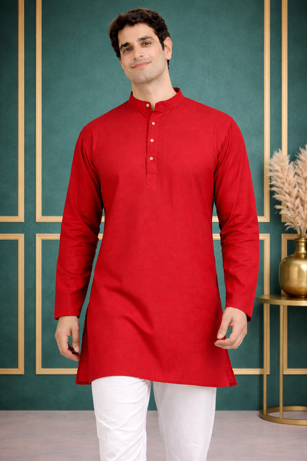 Tattva Men Premium Cotton Solid Straight Kurta
