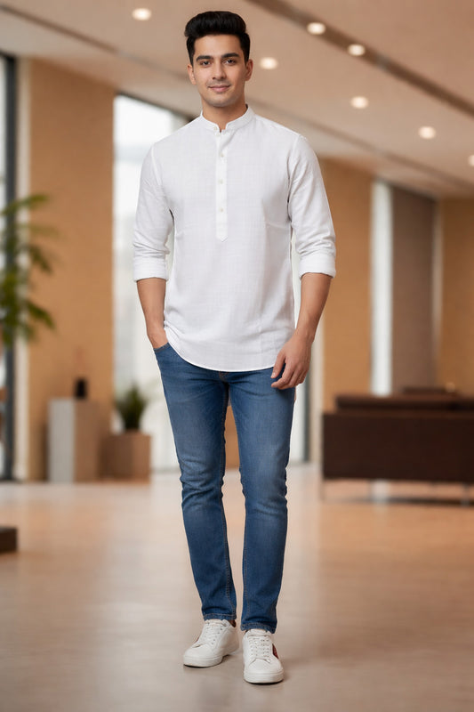 Tattva Men Premium Cotton Printed Straight Kurta