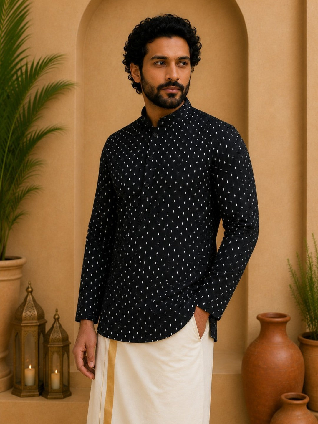 Tattva Woven Design Thread Work Super Short Kurta