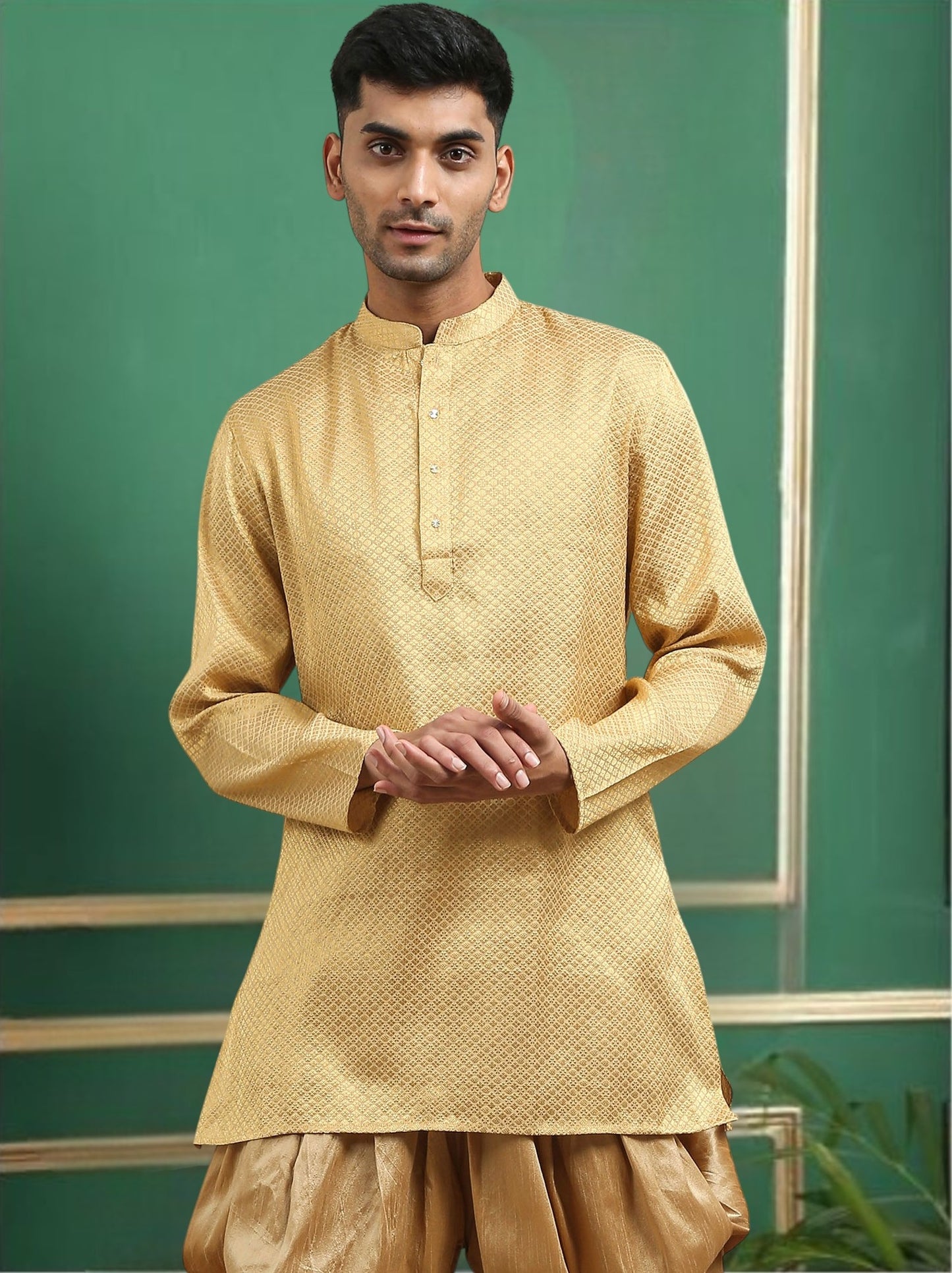 Tattva Honey Toned brocade Polyster Short Kurta