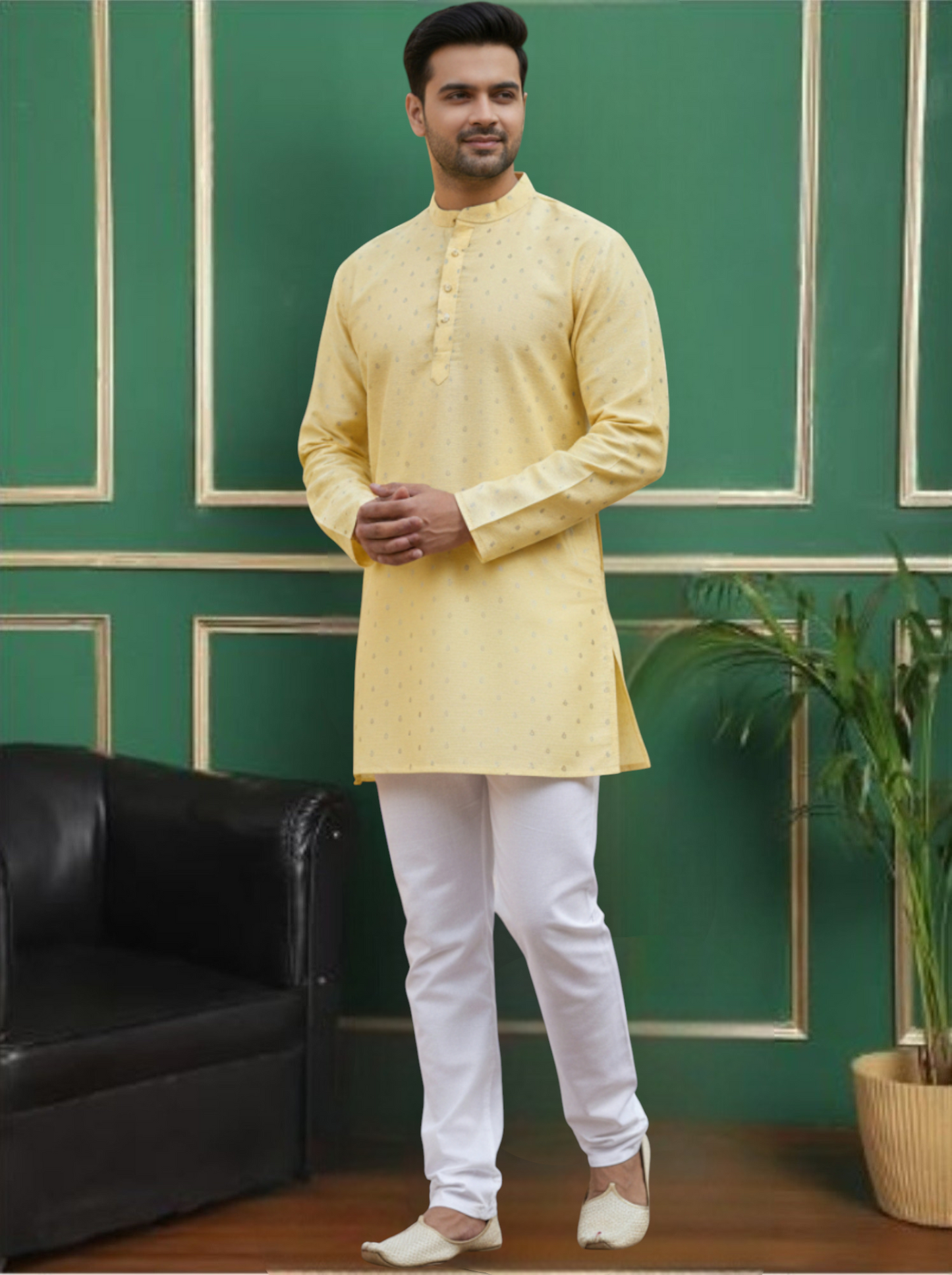 Tattva Men Ethnic Motif Straight Short Kurta