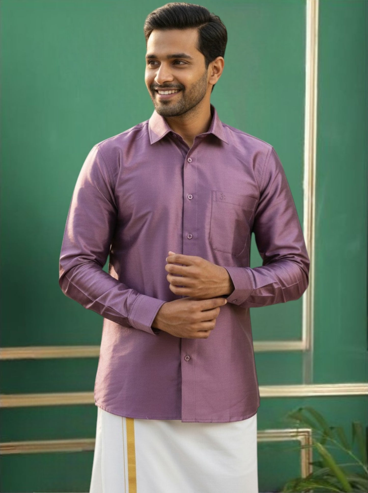 Tattva Mens Purple Solid Shirt