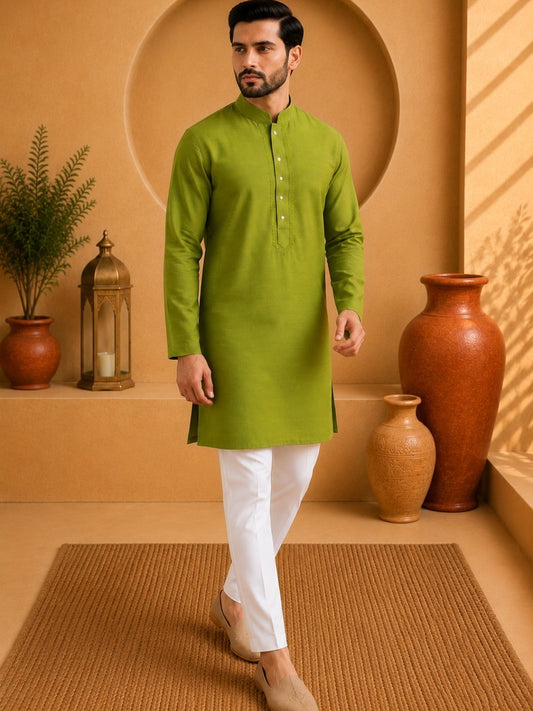 Tattva Solid Embroidered Mandarin Collar Short Kurta