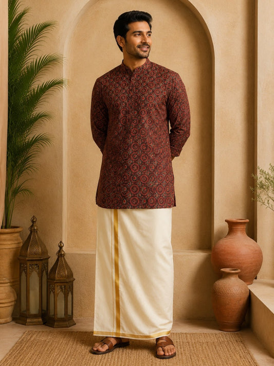 Tattva Men Printed Super Short Kurta