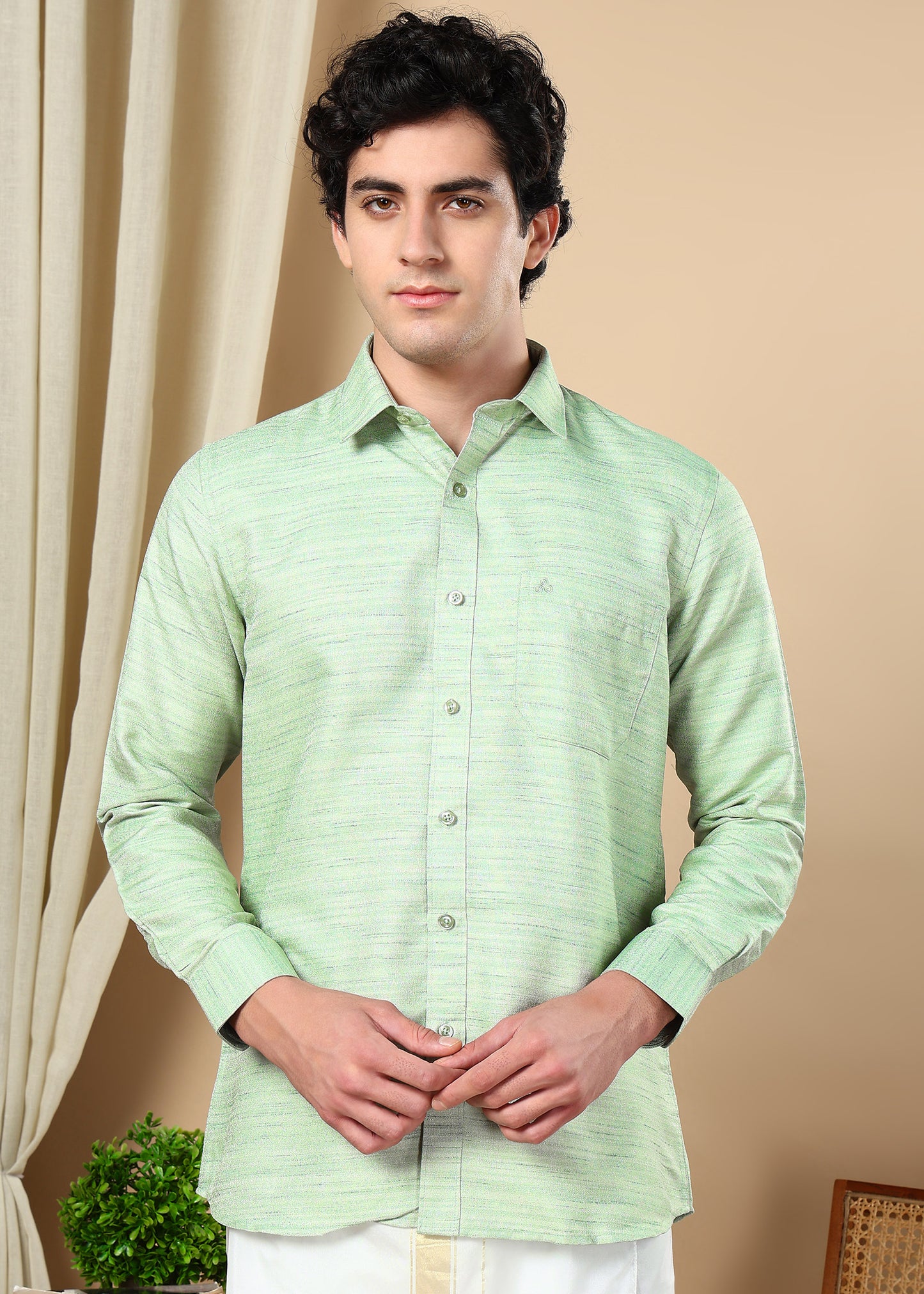 Tattva Men Green Striped Shirt